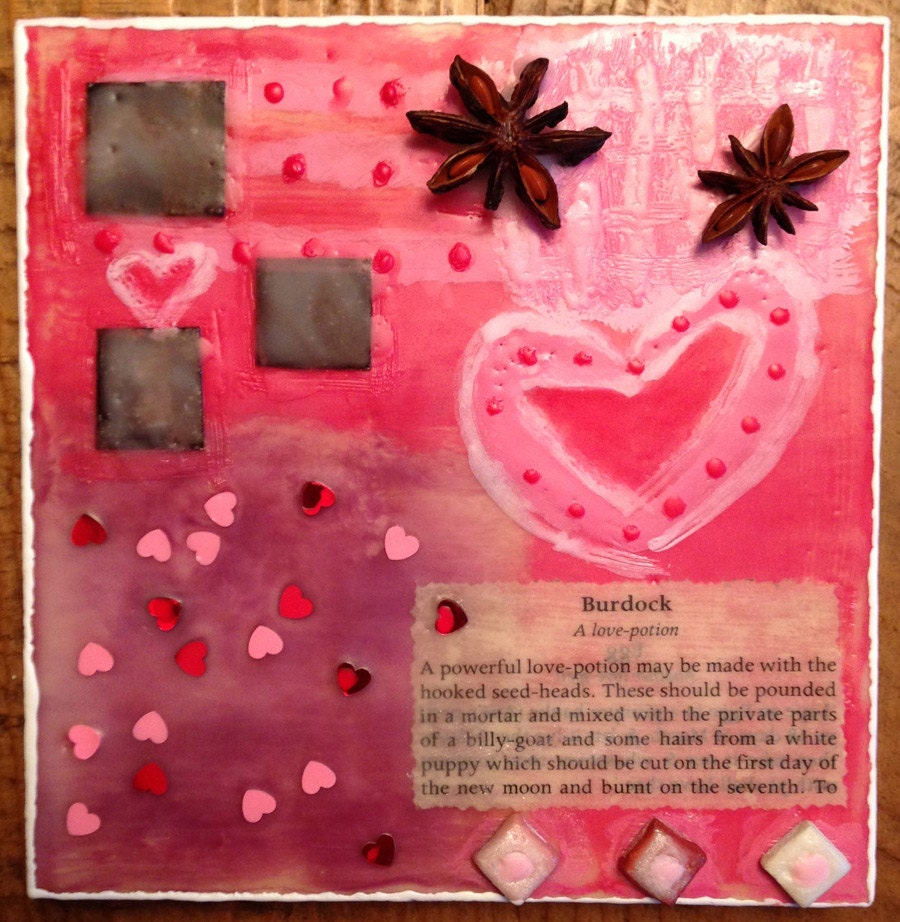 6 x 6 Original Encaustic Painting/Collage, "Love Potion Number 12"