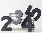 Vintage Number Signs - Set of four: numbers 2, 3, 4 and 5