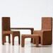 Vintage Furniture Set - little wooden chairs, table and ottoman, handmade, fit together as a puzzle