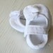 maryjane baby girl shoes newborn velcro strap booties soft sole White Seersucker Christening Baptism flower slippers SWAG  gift non slip