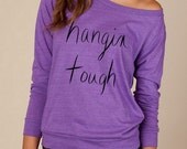 NKOTB Hangin TOUGH Heathered Slouchy Pullover long sleeve Girls Ladies shirt sweatshirt silkscreen screenprint Alternative Apparel