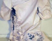 Cotton Tunic Dress, PAPILLON in French Blue, Ruffle, Tea Stained, Tamilyn Original