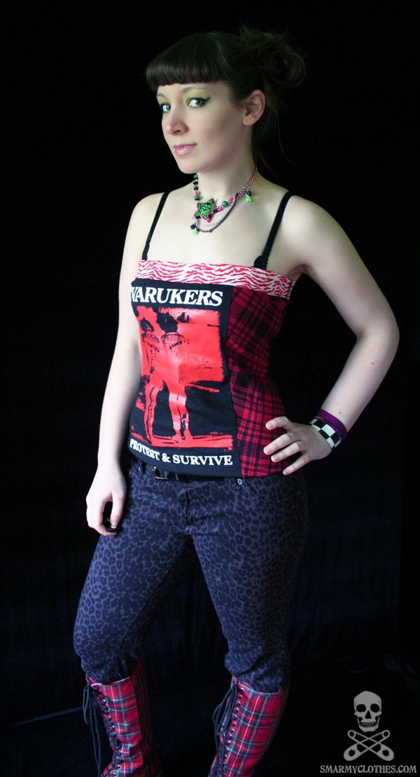 The Varukers hardcore plaid zebra punk top - smarmyclothes