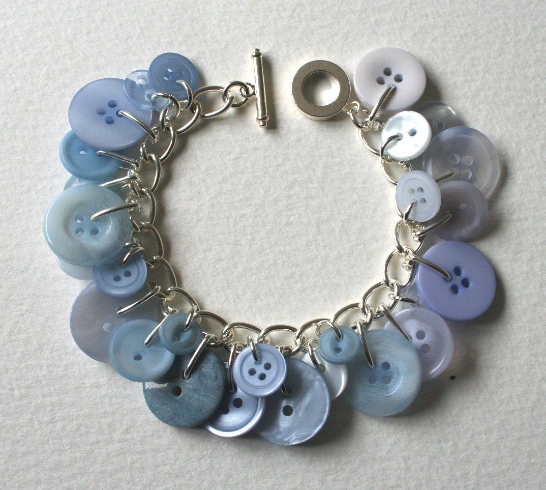 Button Charm Bracelet Crisp Pale Blue