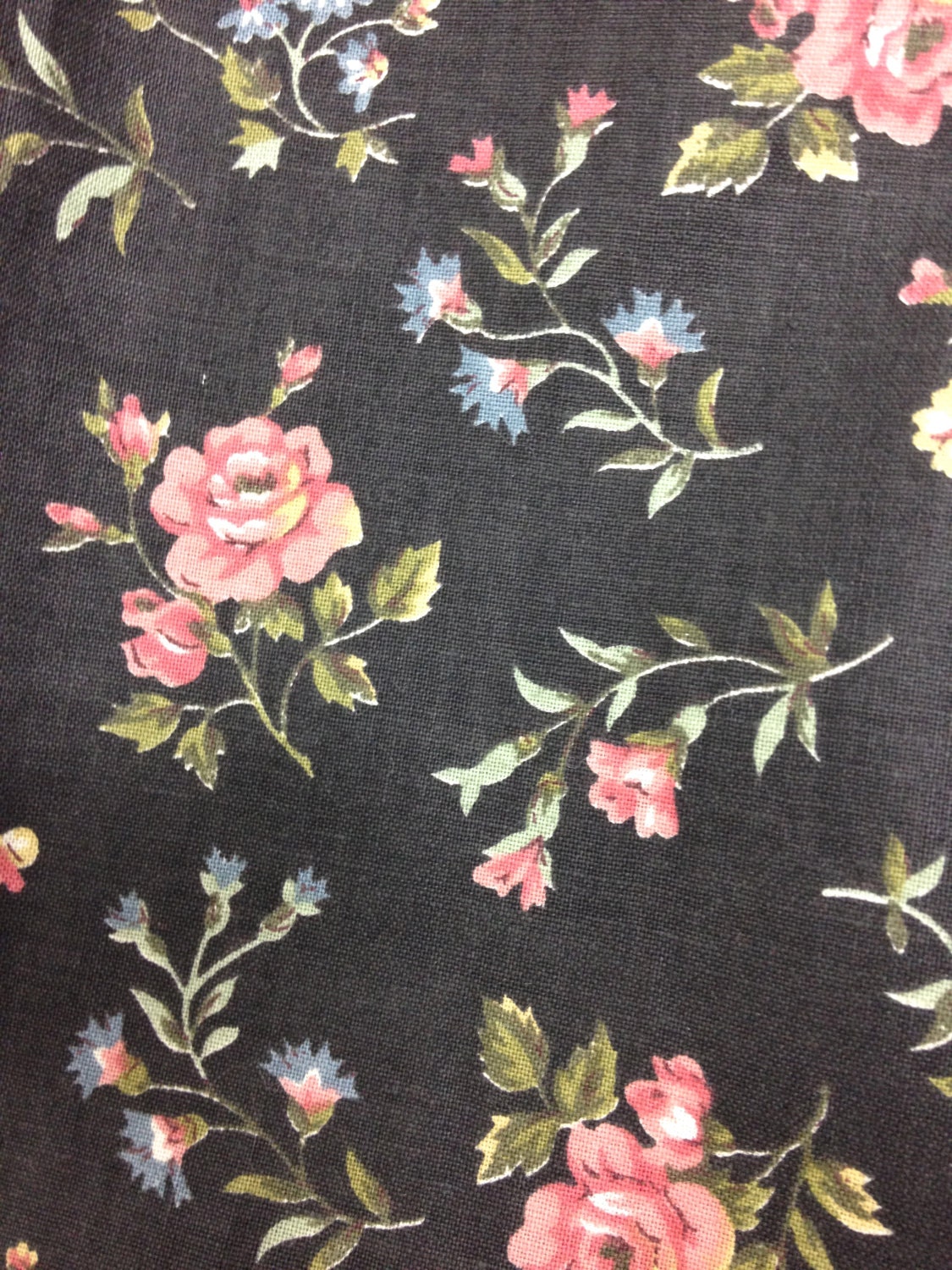 Vintage fabric remnants polished cotton chintz floral