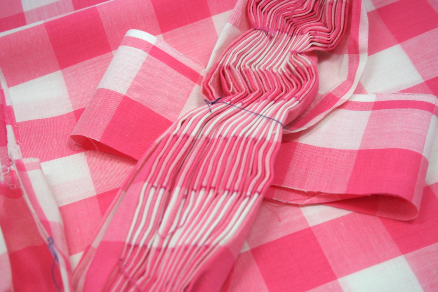Vintage Retro Gingham Smocking Kit Vintage Mid Century Fabric Remnant