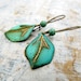 Leaf earrings patina small dangle earrings rustic earrings Boho jewelry