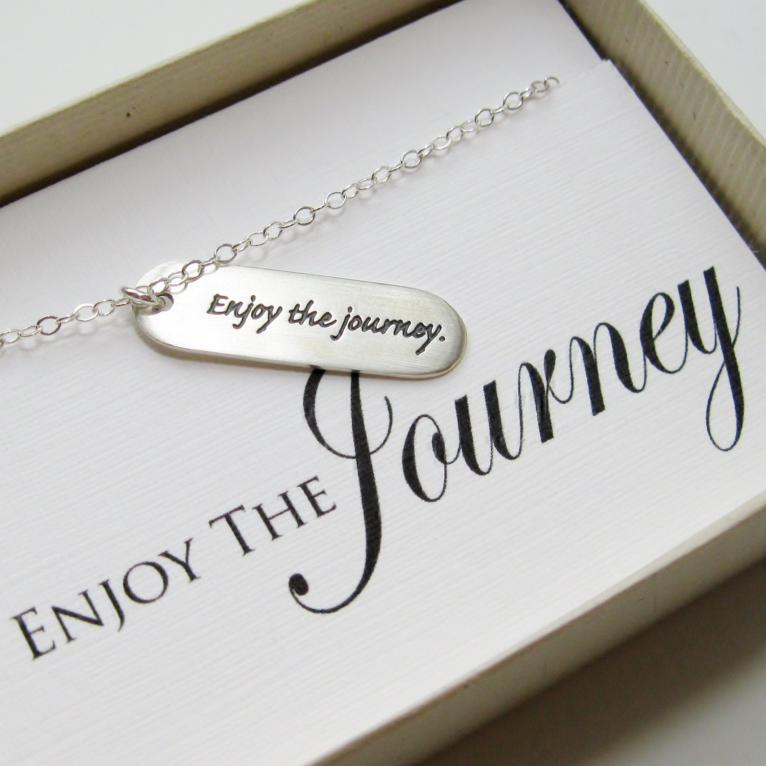 Enjoy the Journey Tag Necklace, Sterling Silver - Graduation Gift, Graduate Gift, Class of 2013, Graduation necklace