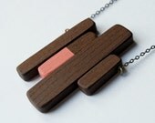 Sticks 2 - wood, antique brass chain and a touch of coral