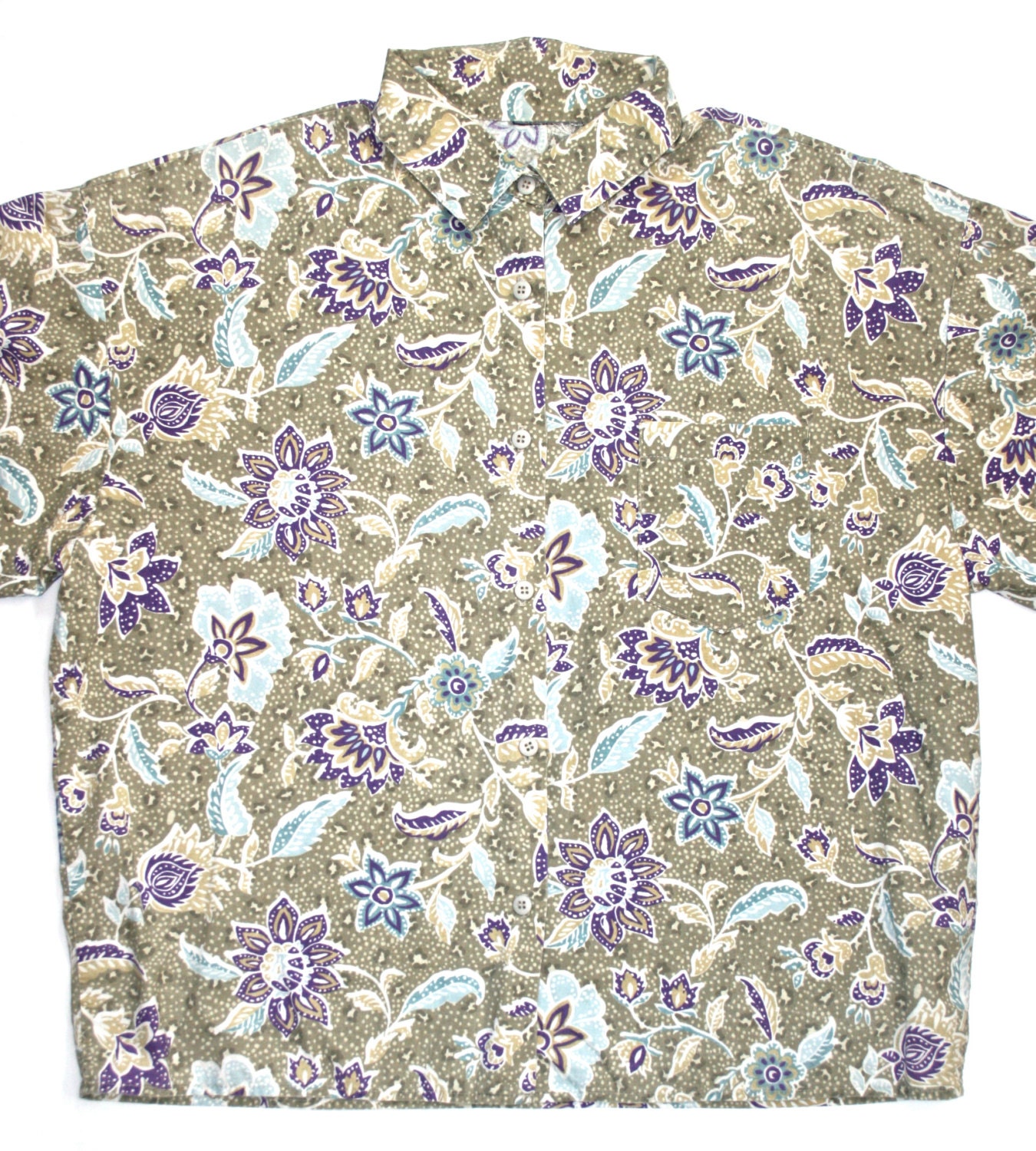 Vintage 90s Taupe Hawaiian Shirt