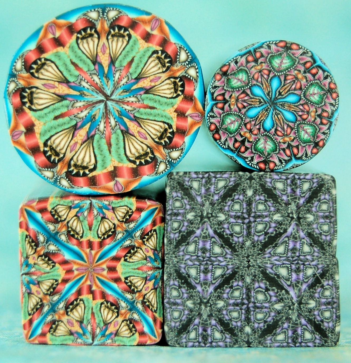KALEIDOSCOPE CLEARANCE LOT- Set of 4 Polymer Clay Canes -G