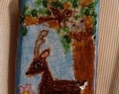 OOAK Deer Pendant on Pottery Shard, drawn by hand