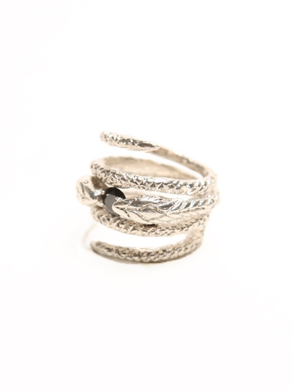 Infintity Snake Ring with Onyx