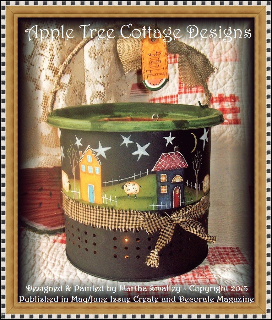 Apple Tree Cottage Original Design E Pattern  - Starry Night Minnow Bucket Lantern