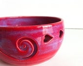 Purple Red LOVE Ceramic Wheel Thrown Spiral Yarn Bowl  - Made To Order