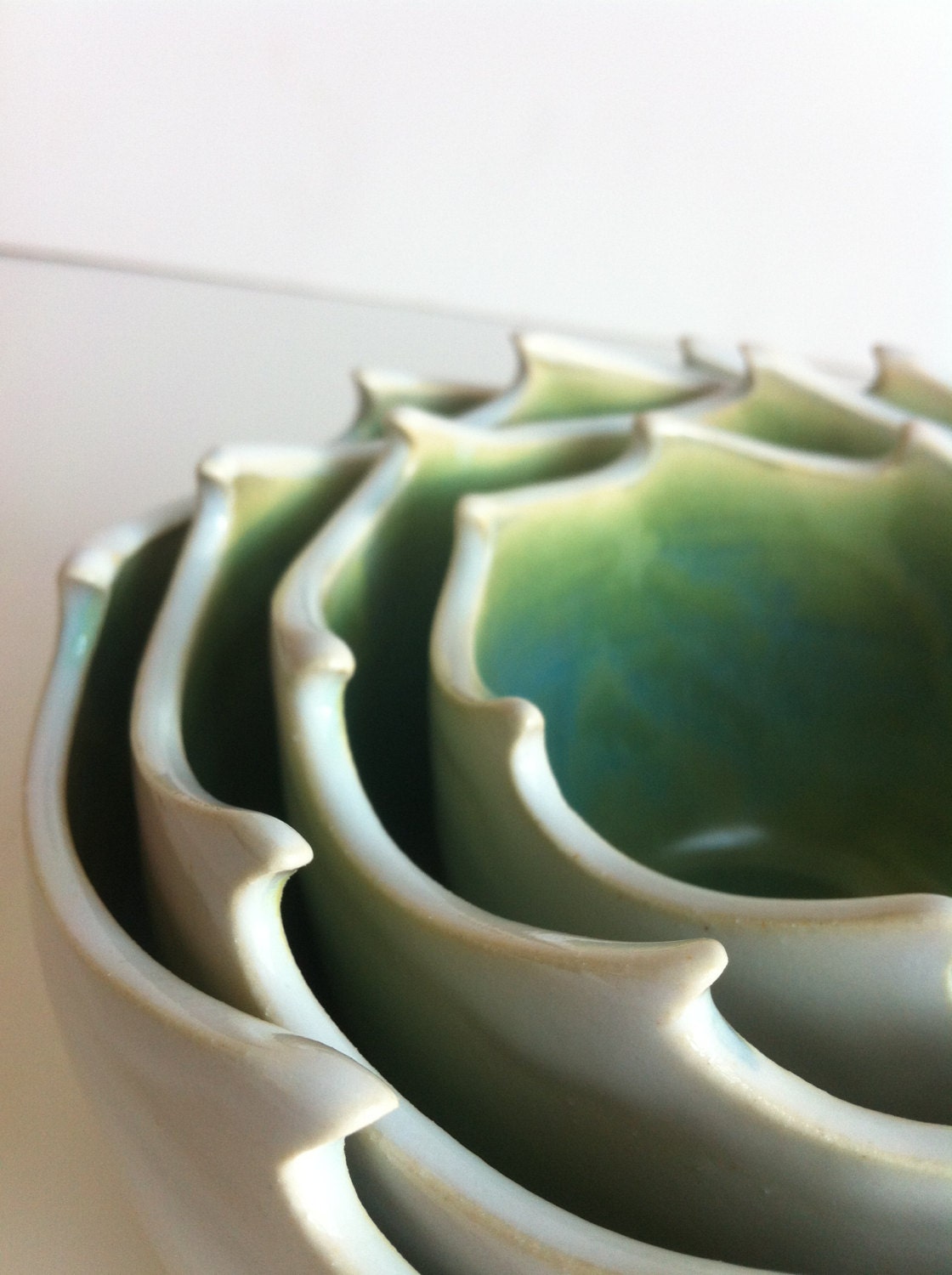 Wedding Registry for Melissa And Julie -  Wheel Thrown Stoneware Nested Bowls Set - Wave Design
