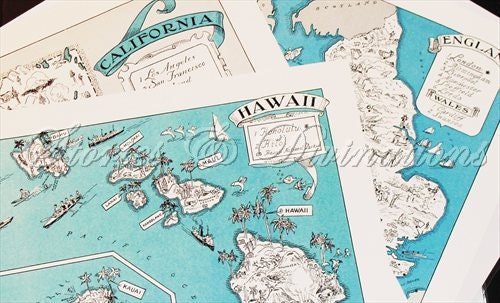 Map of Argentina and Chile - A Fun and Funky Little Vintage Map to Frame