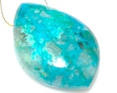 Large Polished Chrysocolla Pear Briolette Focal (31 mm)
