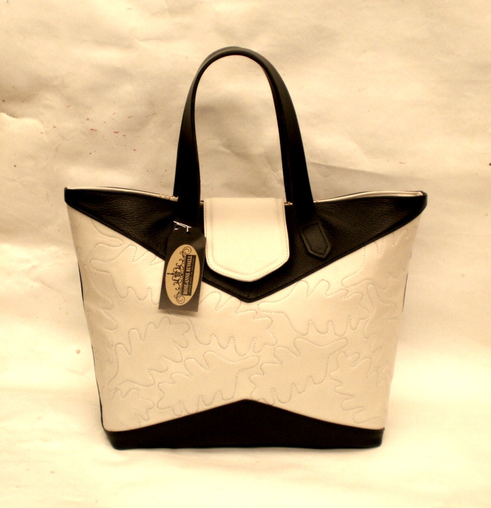 Black and bone quilted leather bag