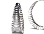 Anticlastic corrugated hoops in Sterling silver - Wide M