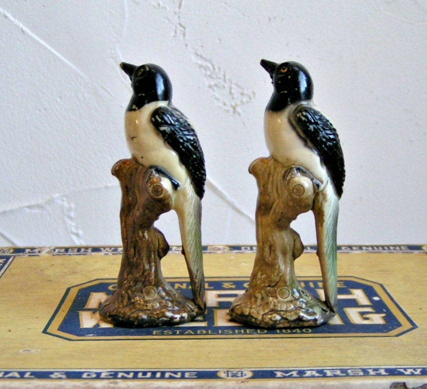 Curious Magpies. Petite Plastic Birds