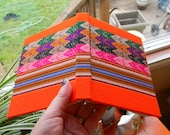 World traveler lined journal in orange - handwoven Peruvian fabric