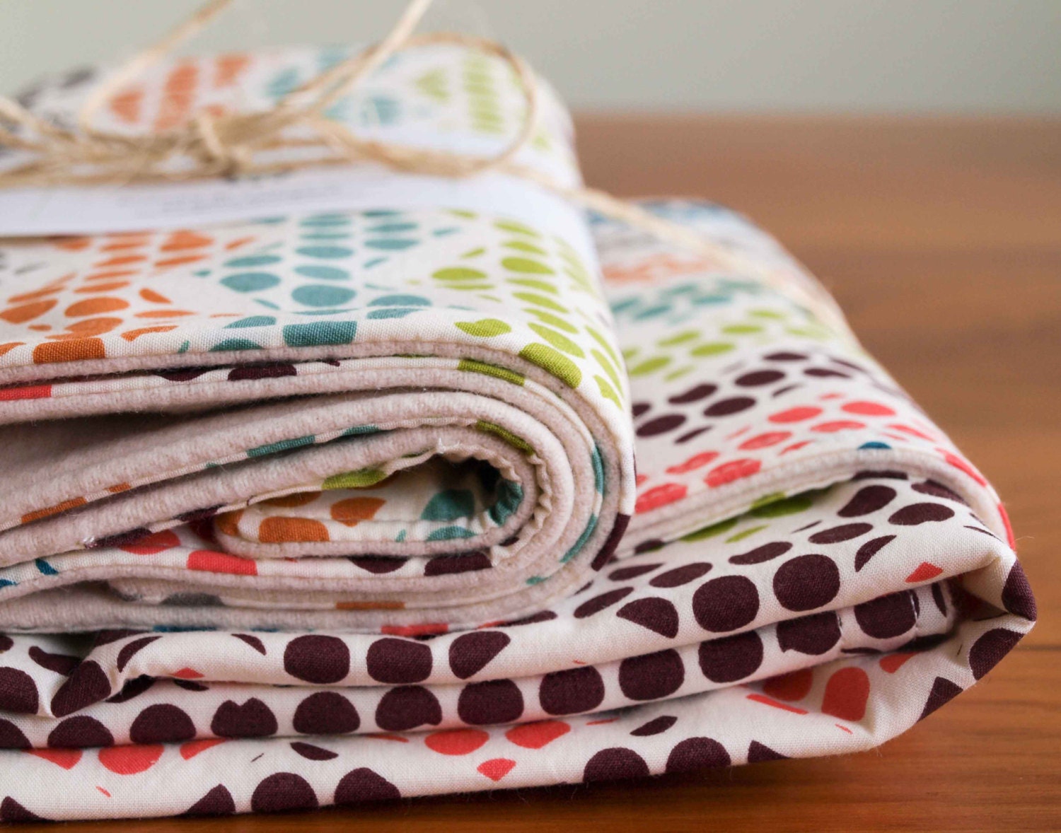 Organic Baby Blanket and Burp Cloths Set, POLKA DANCE