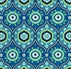 One Throw Pillow Cover, Amy Butler Fabric, Treasure Box, Ocean -   Removable Cover - 18 x 18