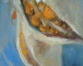 Open -  Original Painting of Milkweed Pod