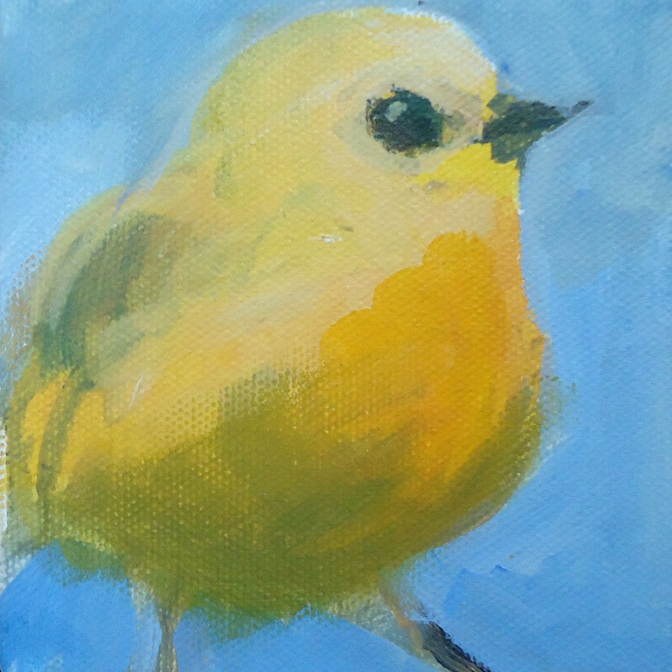 Glow- original painting of a yellow warbler