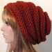 Womens Hat, Knit Slouch, Brick Red, Vegan,