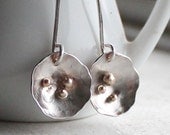 14k gold dots on organic domed sterling silver earrings (one pair only)