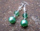 Mint Condition Dangle Earrings - Recycled Vintage Glass Beads in Shades of  Green and Clear (Eco-Friendly)