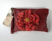 Garnet Red Flower Wristlet