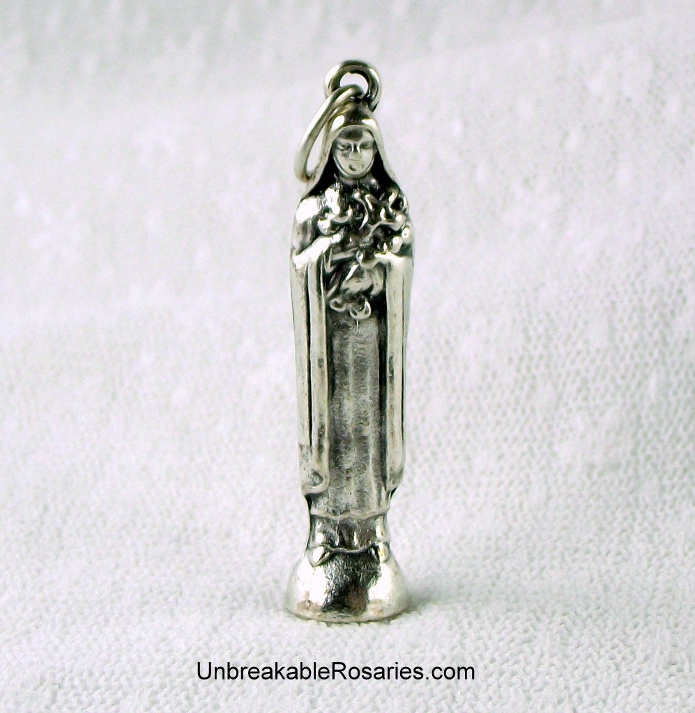 St Therese The Little Flower Mini Statue / Necklace Pendant / Rosary Charm / Medal
