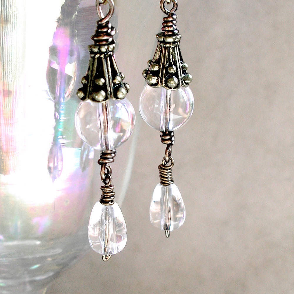Quartz Crystal Vintaj Earrings- Rock Crystal Earrings