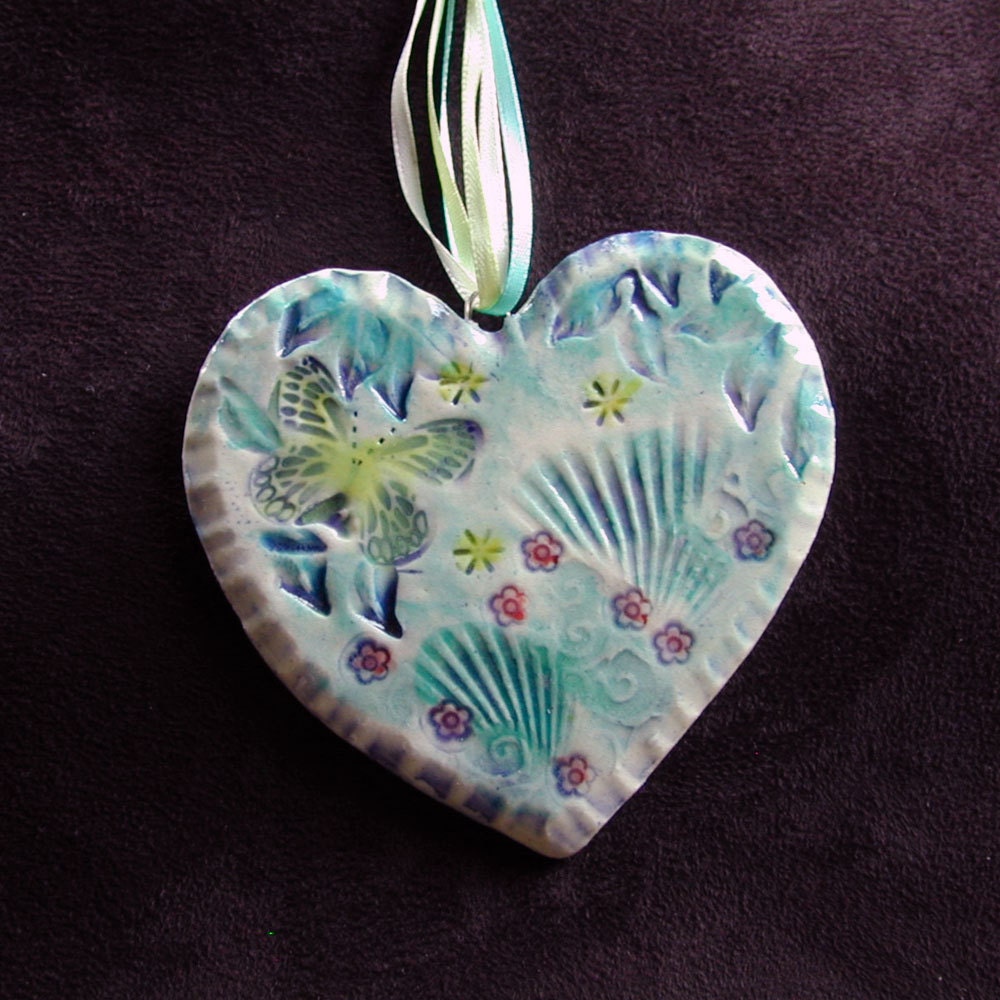 Ceramic Heart   Valentine Ornament