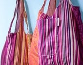 Bright Stripes Pink Purple and Orange - Grocery Shopping Bags Set of 2 - Tote2Go Double Shoppers