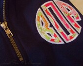 Monogrammed Sweatshirt with Fabric Circle Monogram