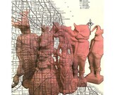 Chicago gang old school runny bunny print on vintage map
