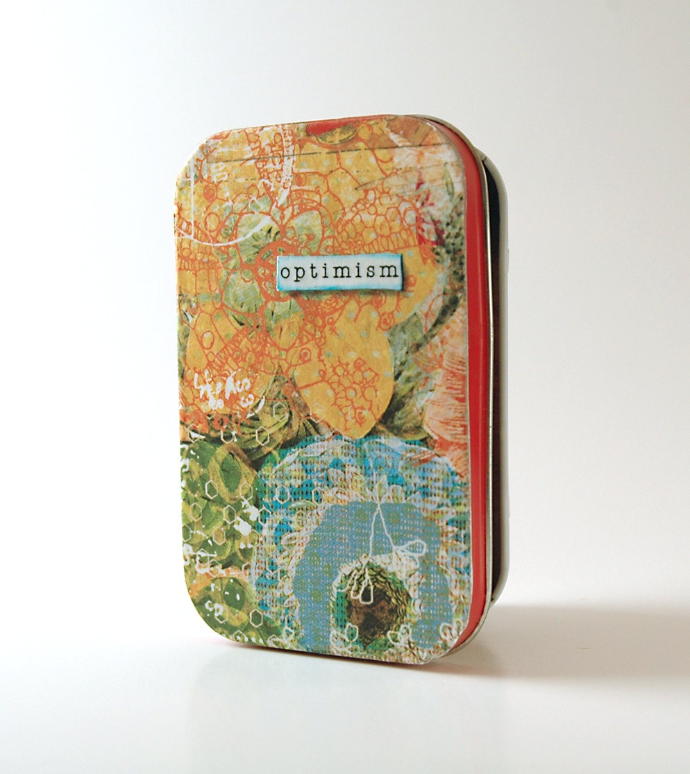 A talisman for optimism, altered tin assemblage