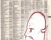 Acrylic character on news print 8 X 10 original pop lowbrow graffiti modern comic street art by Charlie Alan Kraft