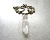 Quartz Crystal Necklace, Quartz Crystal Point Gemstone Chain Necklace, Artisan Quartz Pendant Stone Necklace Jewelry, FREE Shipping