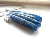 Kyanite Necklace, Blue Kyanite Stone Silver Chain Necklace, Handmade Necklace, FREE Shipping