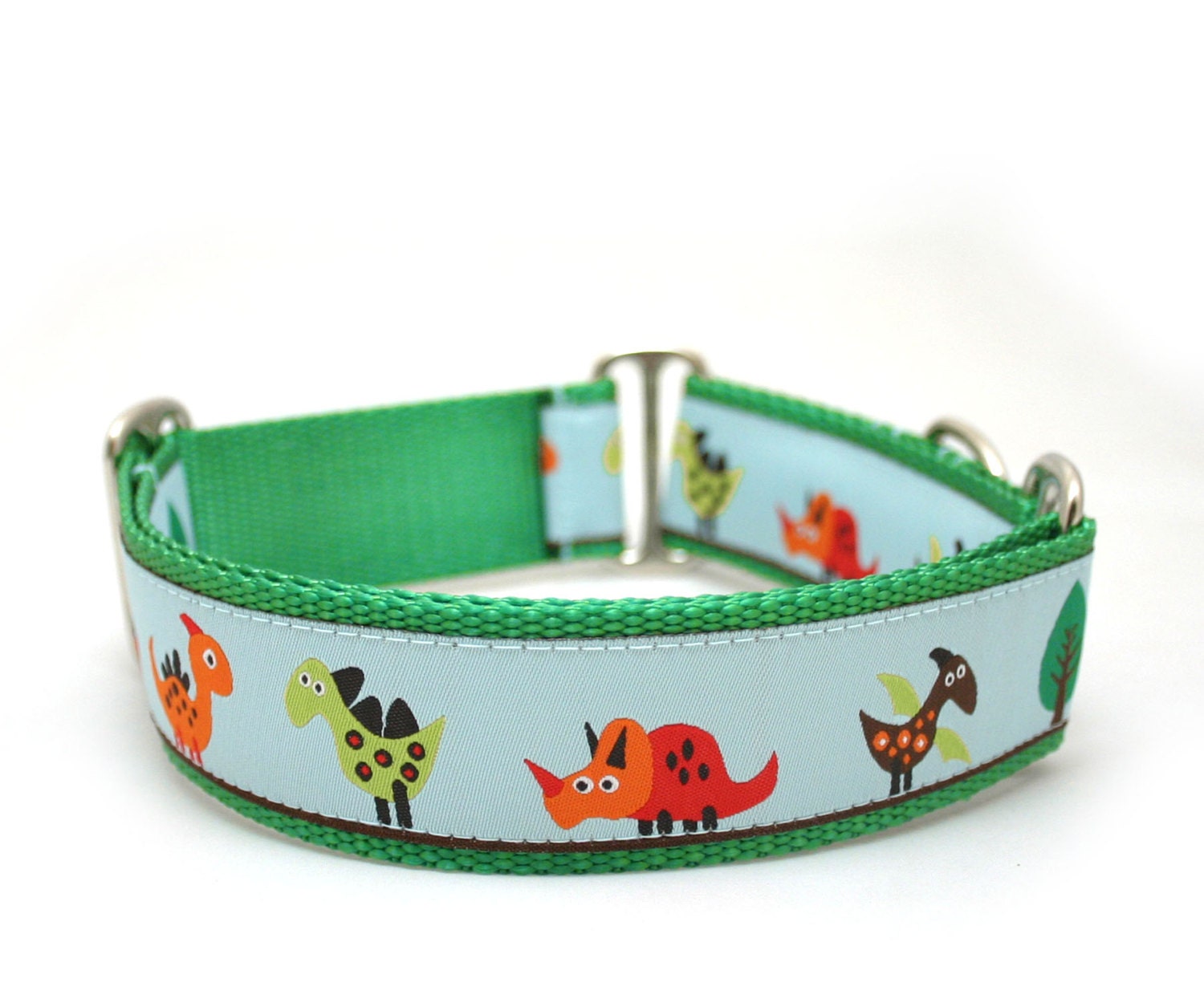 1.5" dog collar Dino Land buckle or martingale collar
