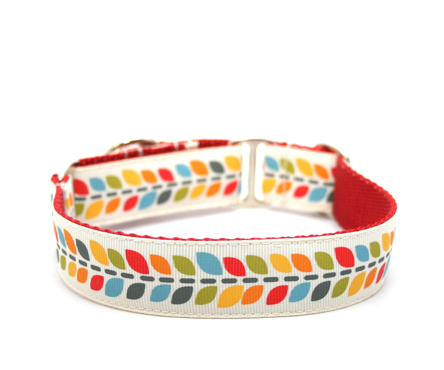 1" dog collar Rainbow Vine martingale or buckle collar