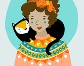 Girls and their Cats - Samantha and Sam