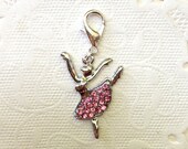 SUMMER SALE Pink Rhinestone Ballerina Charm