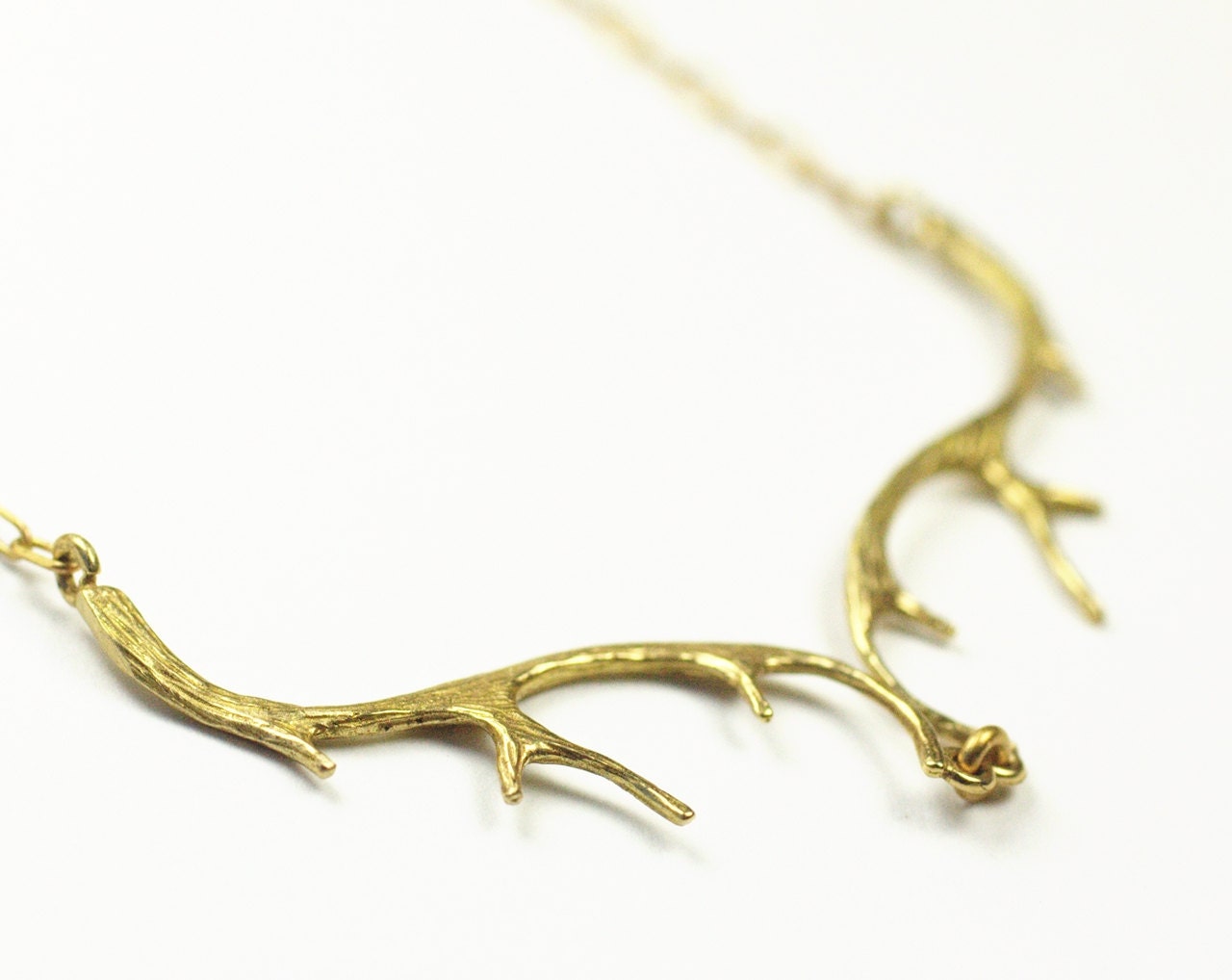 Antler necklace woodland brass retro buck