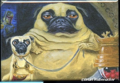 Pug jabba dog art magnet